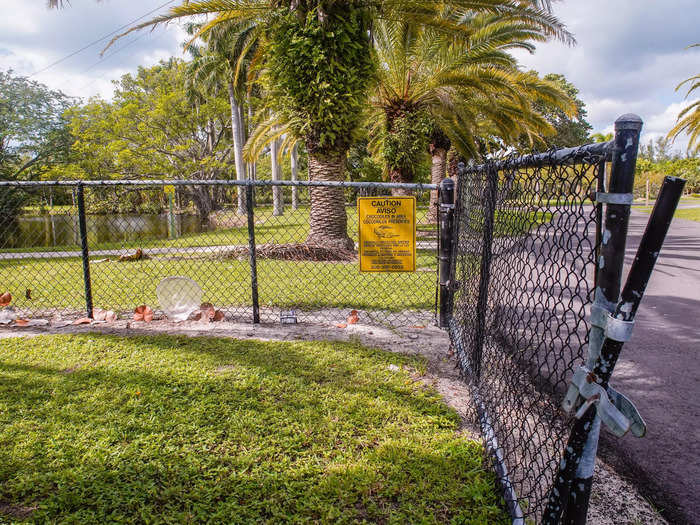 I visited the park in October to see what remained of the abandoned zoo, and I found a natural wildlife sanctuary. The entrance had a sign warning visitors that crocodiles reside there.