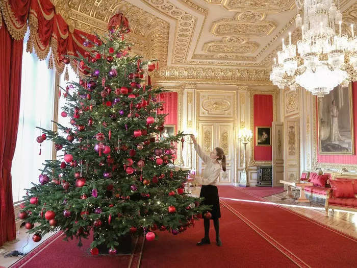 Each year, members of The Royal Collection Trust decorate the castle for Christmas.