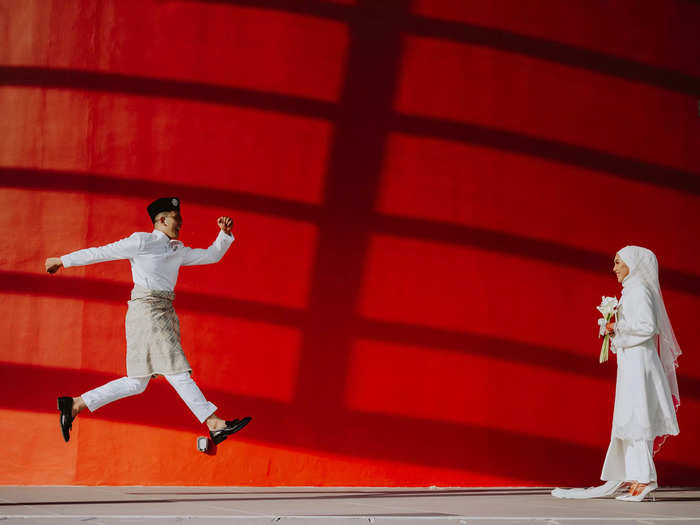 We get to see this groom jumping for joy on his big day.