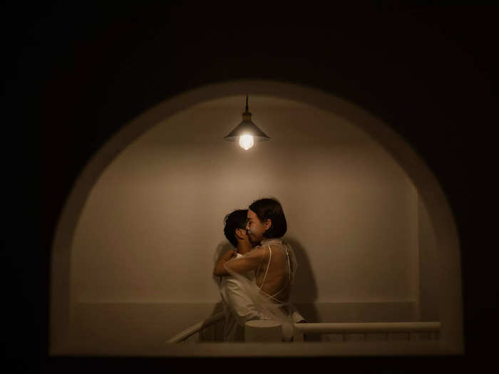 This photographer got a snapshot of a private moment between the newlyweds at a wedding in Singapore.