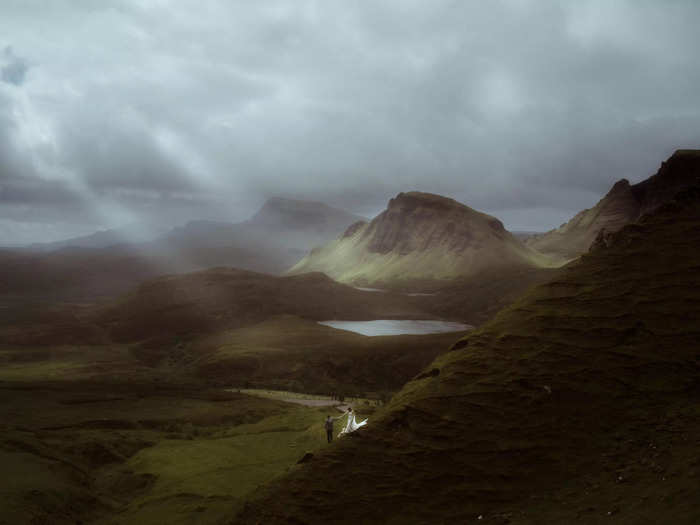 You might need to squint to find the happy couple in this gorgeous vista on the Isle of Skye in Scotland.