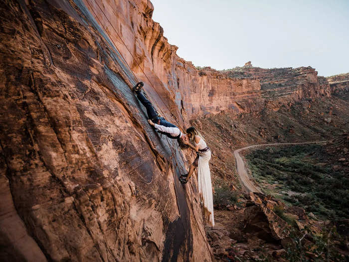 This adventurous bride and groom defied gravity at their Utah wedding.