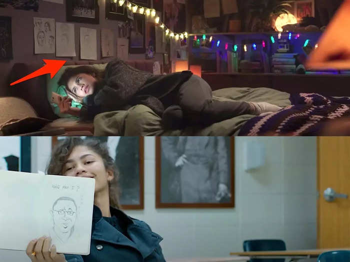 MJ has drawings from "Homecoming" on the wall of her bedroom.