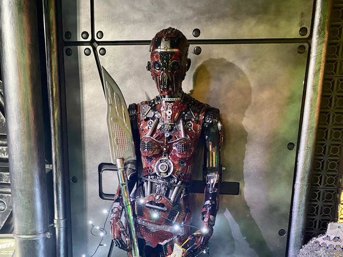 Not far away from Adam was A55A51N. This robot was made from a recycled mannequin and other spare metal parts.