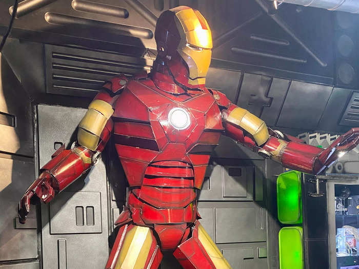 Near the door stood Iron Man. Swannell said that the restaurant was selling the huge recycled replica for around £4,000 ($5,300).