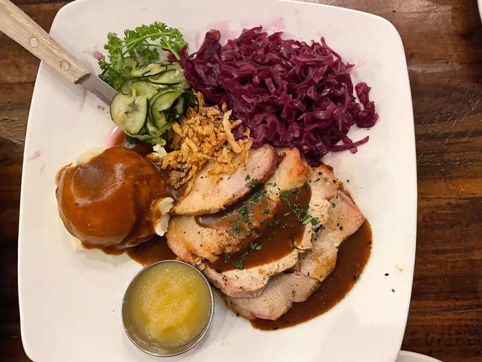 The best dish was flaeskesteg, a roast pork stuffed with prunes that holds the title of "house favorite" on the restaurant