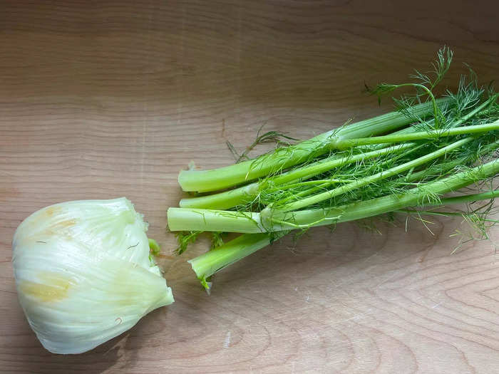 The first step is properly cutting the fennel.