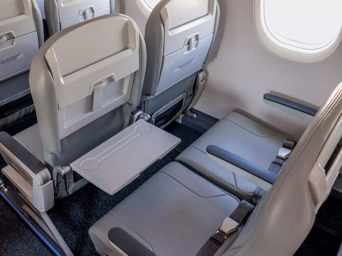 Standard amenities can be offered with slimline seats including normal-size tray tables and literature pockets.