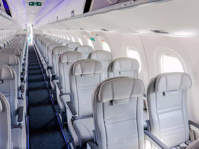 The first thing many passengers might notice is that the 2-2 configuration of the cabin means there are no middle seats. Each seat is either an aisle or a window seat.