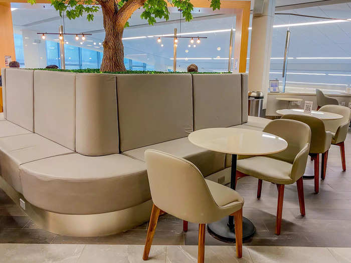 A variety of seating can be found in the cafe area ranging from small tables to private booths.