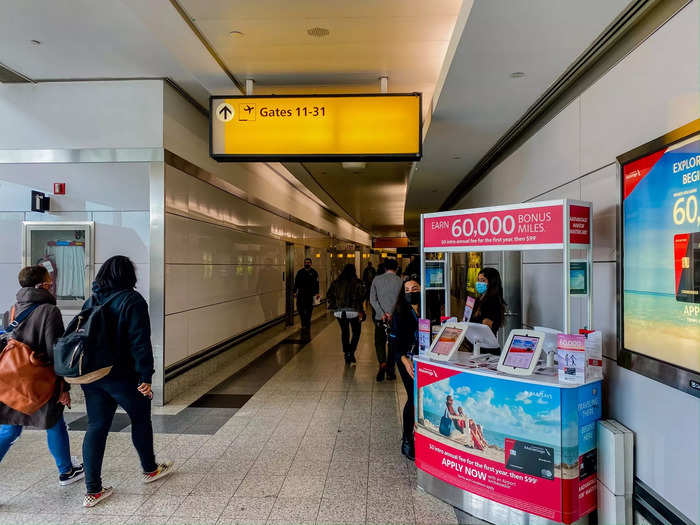 This connector that currently bridges the two buildings is one of the old passageways that linked the former Terminal B parking garage with the check-in area. Passengers also walk through a hallway from the Central Terminal Building.