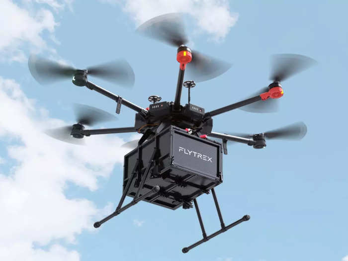 Flytrex flew groceries and household goods to residential areas in a trial in Fayetteville, North Carolina...