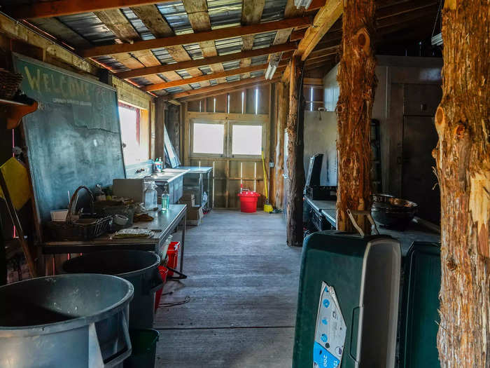 Inside the barn, the first floor is home to chalkboards full of gardening club information and event supplies.