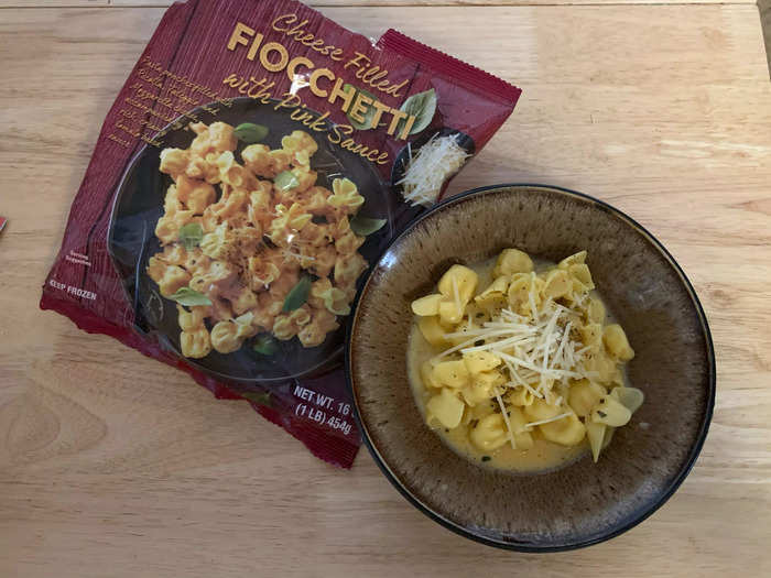 Between its weak seasoning and watery sauce, the cheese-filled fiocchetti pasta isn