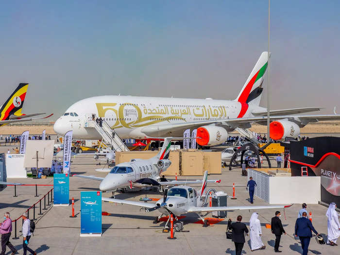 At the Dubai Airshow in November, Emirates brought one of its newly-refurbished A380s that proved to be a star of the show.