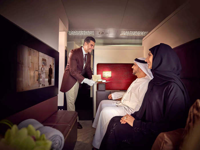 Etihad Airways created apartments in the sky with its three-room "The Residence" product that came with a living room, bedroom, shower, and private butler.