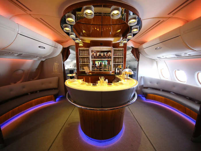 Emirates and Qatar Airways used the space to offer in-flight bars and decadent first class products while the former took it one step further to include "shower spas" in which first class passengers could enjoy a hot shower mid-flight.