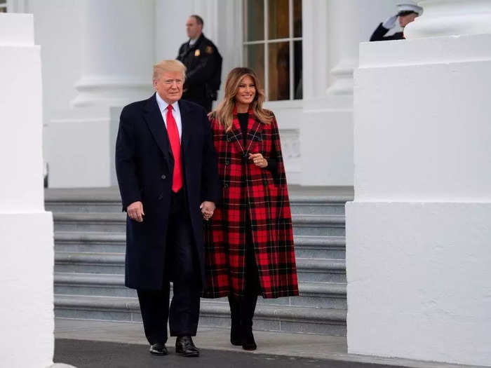 In 2018, she received the White House Christmas Tree in a red plaid coat.