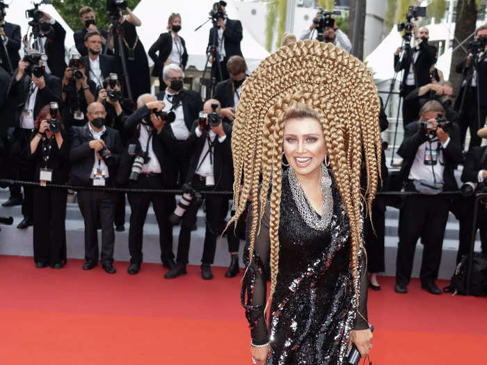 Russian and French actress Elena Lenina wore an over-the-top, braided hairstyle at the Cannes Film Festival.