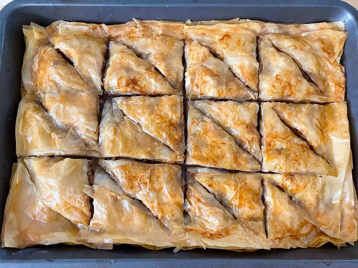 The baklava is ready to serve once it