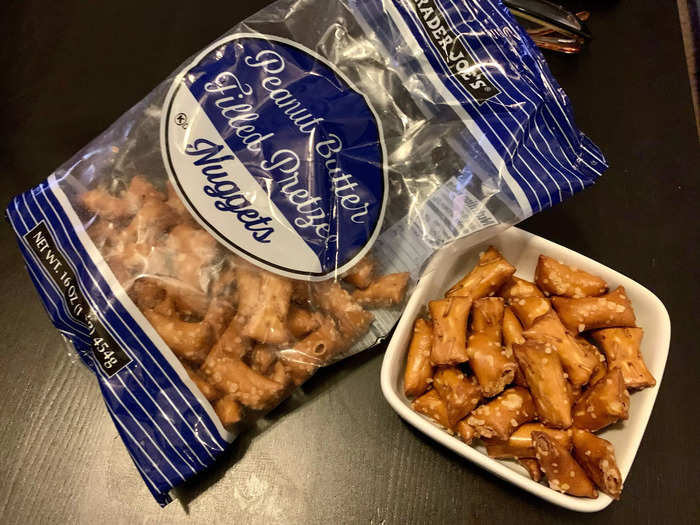 The peanut-butter-filled pretzel bites are a snack you