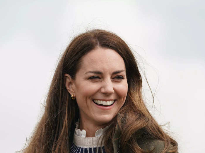 Later that month, Kate Middleton wore a cozy Fair Isle sweater and an army green jacket to visit a farm with Prince William.