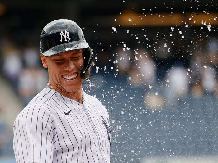 May 23: New York Yankees star Aaron Judge reacts after a walk-off during the ninth inning at Yankee Stadium.