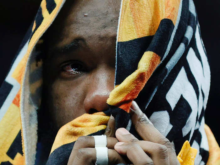 March 20: Joe Bryant Jr. of the Norfolk State Spartans reacts after losing to the Gonzaga Bulldogs in the first round of the 2021 NCAA Men