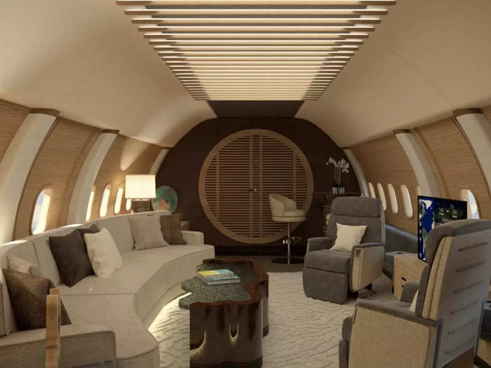 The planes come with several unique interior options that are created in partnership with Boeing and design companies, which can be customized by the buyer. Some options include Mark Berryman