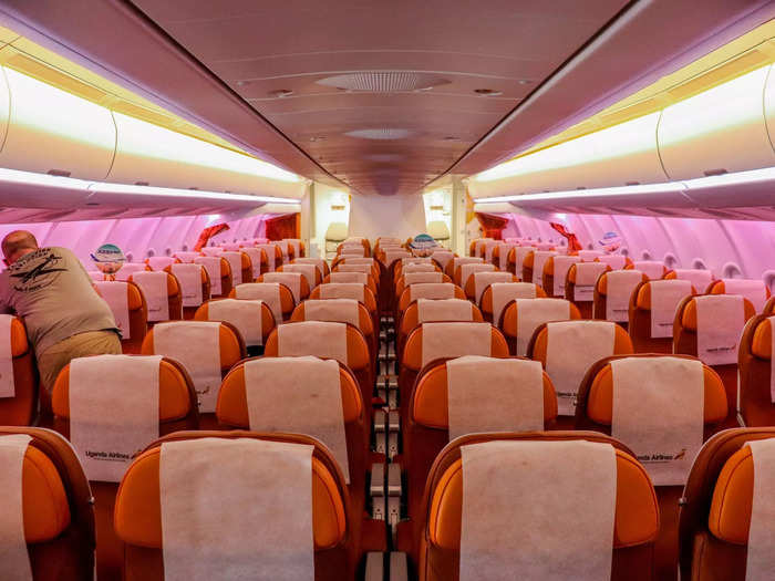 Standard for the A330 family, seats are arranged in a 2-4-2 configuration.