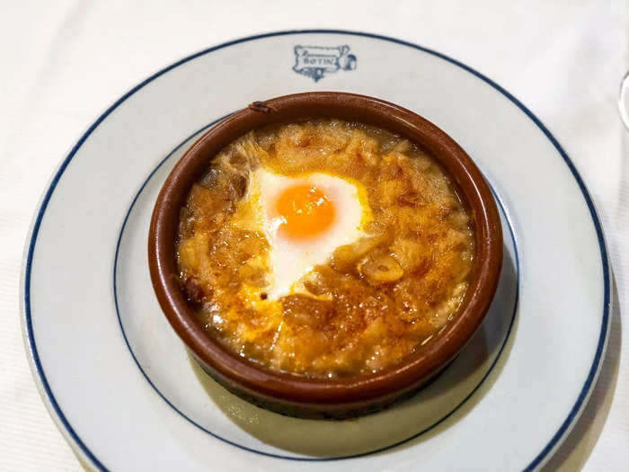 Next, we ordered a bowl of garlic soup, a fan favorite at Sobrino de Botín.