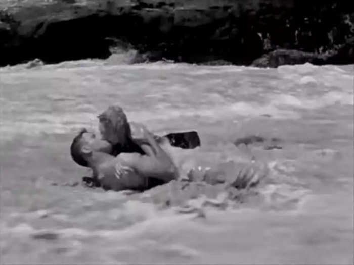 The oft-parodied beach kiss in "From Here to Eternity"