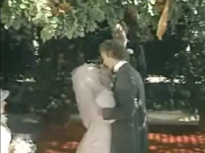 The kiss between Luke and Laura on "General Hospital" at their wedding, signifying the (temporary) end to their drama