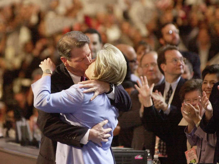 The (potentially) staged kiss between Al and Tipper Gore at the 2000 Democratic National Convention