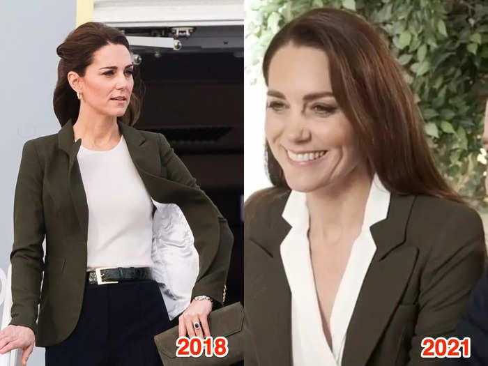 Also in February 2021, Middleton was seen wearing the aptly named Classic Duchess green blazer she previously wore arriving in Akrotiri, Cyprus, in 2018.