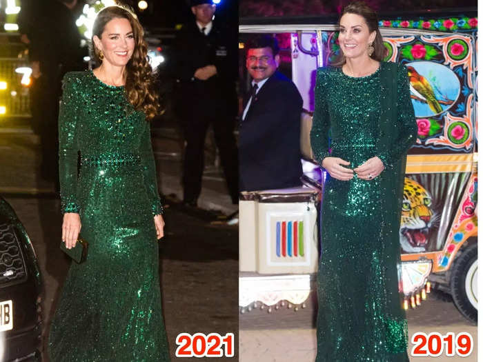 Kate Middleton revisited a dazzling sequinned Jenny Packham dress she had custom-made for a 2019 official tour of Pakistan while attending London