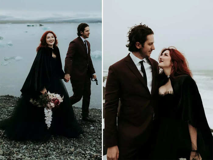 Stewart also wore a black cape on her wedding day.