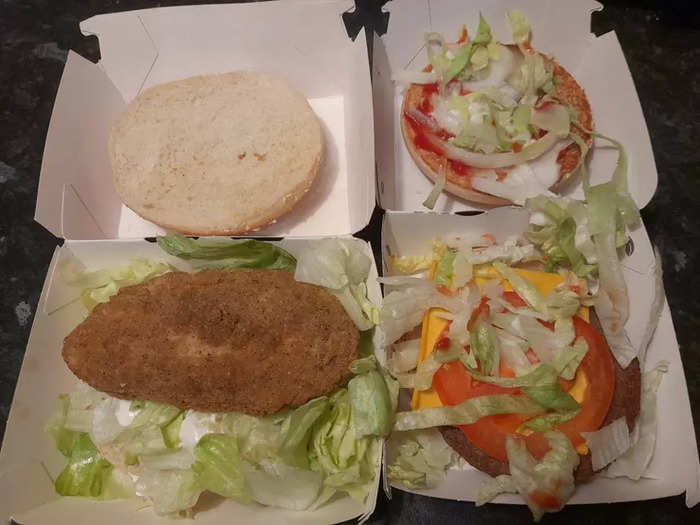 Inside, the burgers looked totally different.
