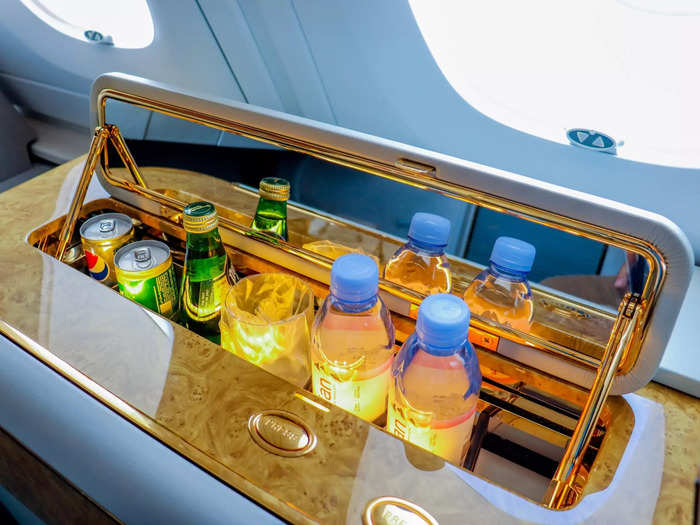 An assortment of snacks and cold drinks, including Evian water and Perrier sparkling water, can also be found in the suite as well as fresh flowers.