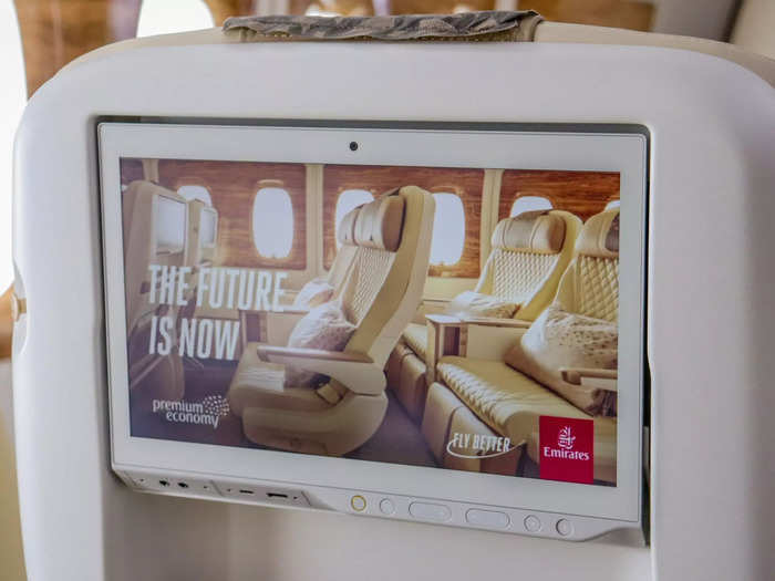 In-flight entertainment in the cabin is provided through seat-back entertainment screens measuring 13.3 inches. Emirates