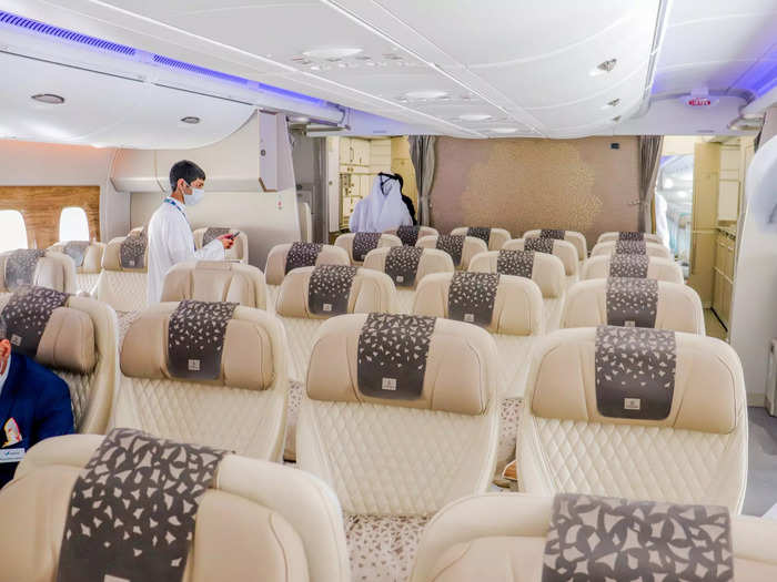 The first thing that passengers boarding on the lower deck of the A380 will encounter is the Emirates