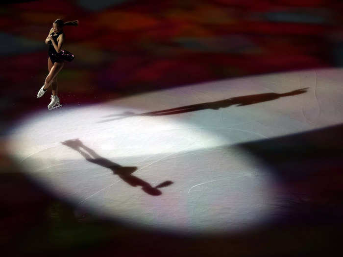 10/24: American Audrey Shin performs in the Exhibition Program during the ISU Grand Prix of Figure Skating - Skate America at Orleans Arena in Las Vegas, Nevada.