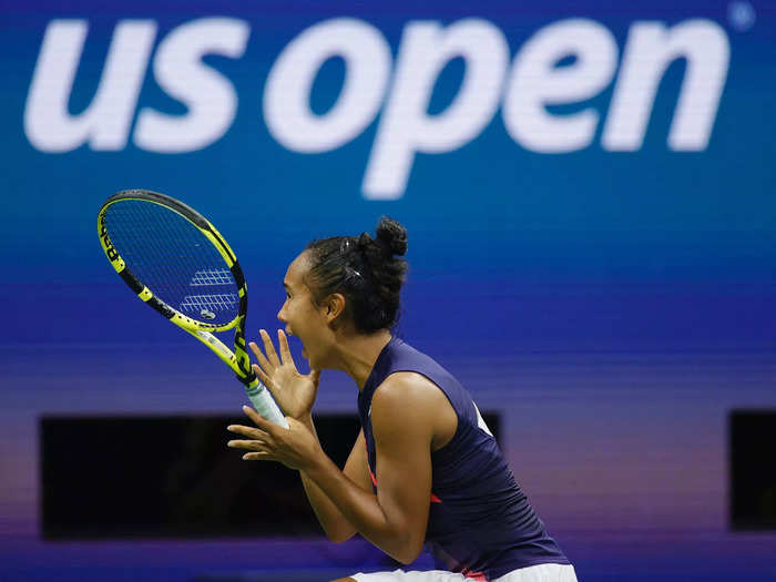 9/9: Leylah Fernandez reacts to advancing to the 2021 US Open championship match.