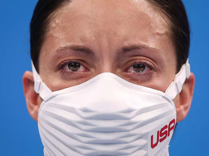 9/3: American Elizabeth Marks tears up after winning gold in the 100m Backstroke at the Tokyo Paralympics.