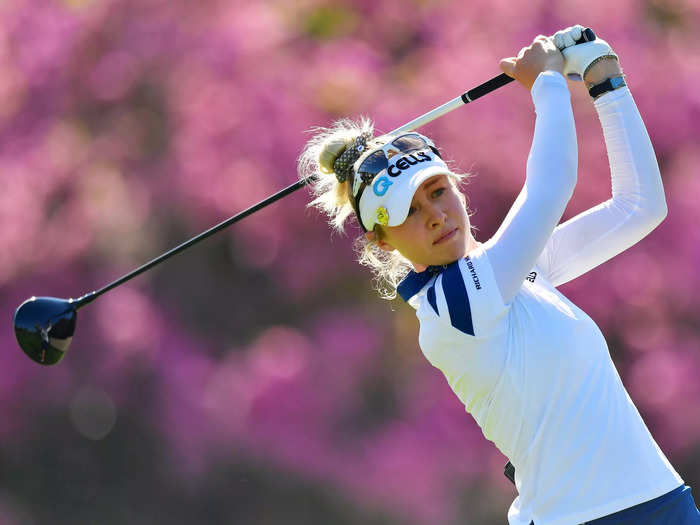 2/26: Nelly Korda tees off during the second round of the Gainbridge LPGA at Lake Nona Golf and Country Club in Orlando, Florida.