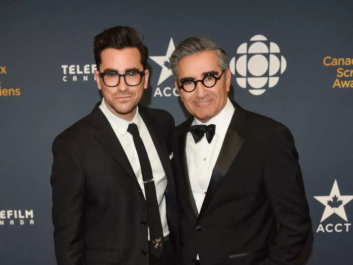 Dan Levy and Eugene Levy are the ultimate father-and-son duo. They both wore classic suits and black-rimmed glasses at the Canadian Screen Awards in March 2015.