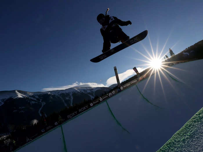 12/19: Chloe Kim takes a practice run before competing in the women