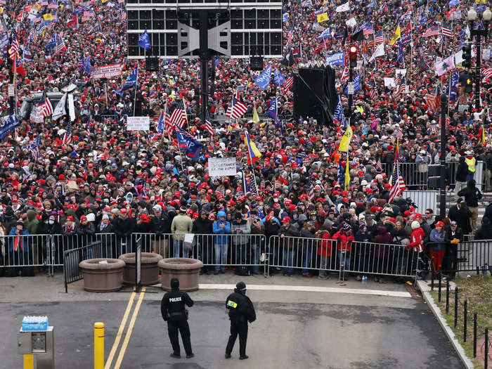Crowds arrive for the "Stop the Steal" rally on January 06, 2021 in Washington, DC. Trump supporters gathered in the nation