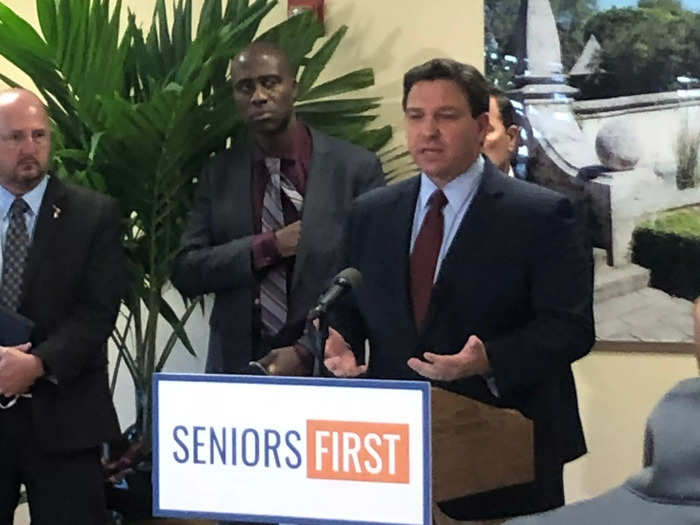 The DeSantis press conference was about how Florida was making more at-home COVID-19 tests available to seniors, but the governor took questions on other topics, too