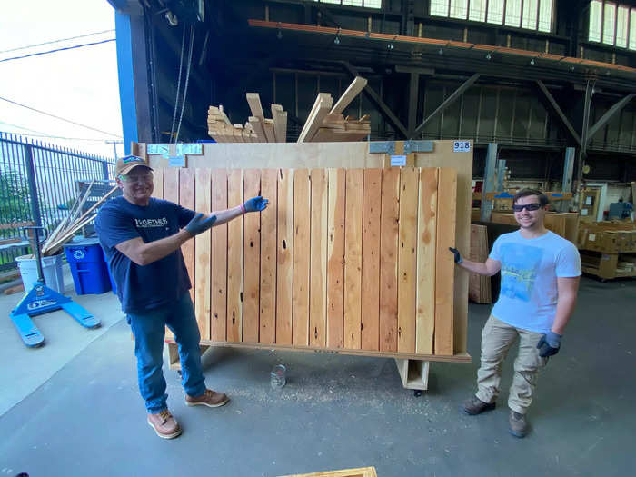 About 70% of the panelized tiny homes are built off-site by volunteers.